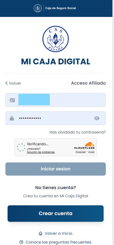 Formulario de inicio de sesión con cédula y contraseña