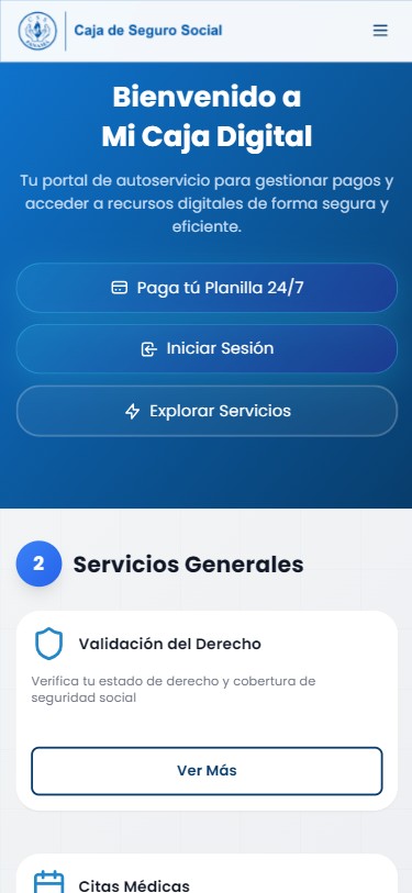 Portal de inicio de Mi Caja Digital CSS Panamá
